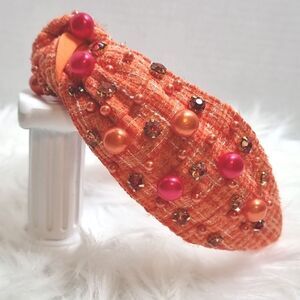 FALL TWEED PEARL RHINESTONE JEWELED HEADBAND thankgiving bohemian